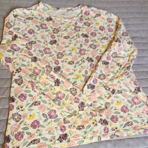 dip Floral Long Sleeve Tee - Pink, Purple, Yellow